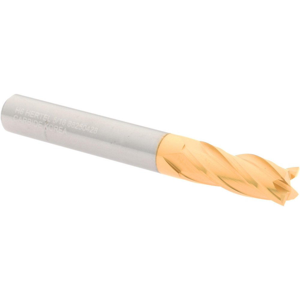Hertel 750289 Square End Mill: 5/16 Dia, 13/16 LOC, 5/16 Shank Dia, 2-1/2 OAL, 4 Flutes, Solid Carbide Image
