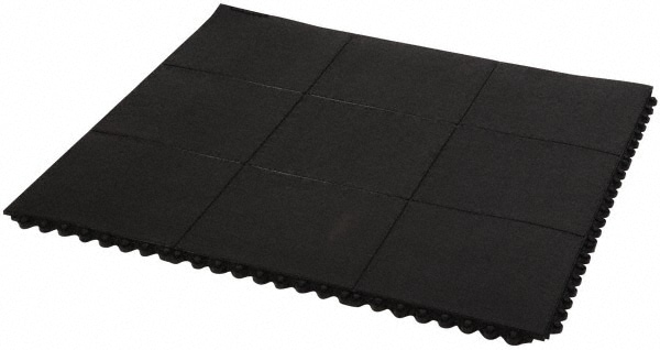 PRO-SAFE 3947809203X3 Anti-Fatigue Modular Tile Mat: Dry & Wet Environment, 3" Length, 36" Wide, 5/8" Thick, Black Image