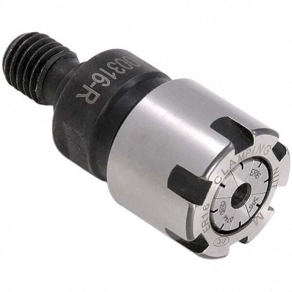 Collet Chuck: 1 to 10.5 mm Capacity, ER Collet, Threaded Shank