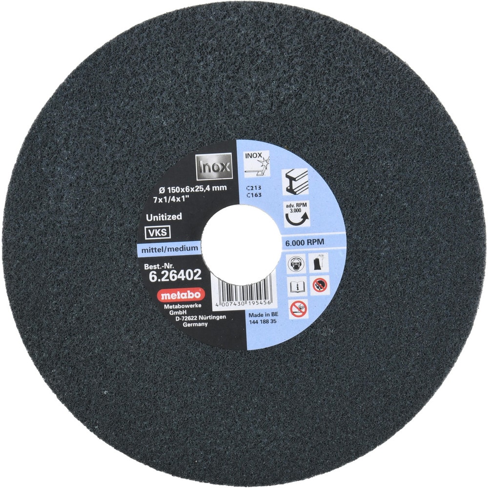 Deburring Disc: 6" Dia, 1" Hole, Medium Grade, Zirconia Alumina