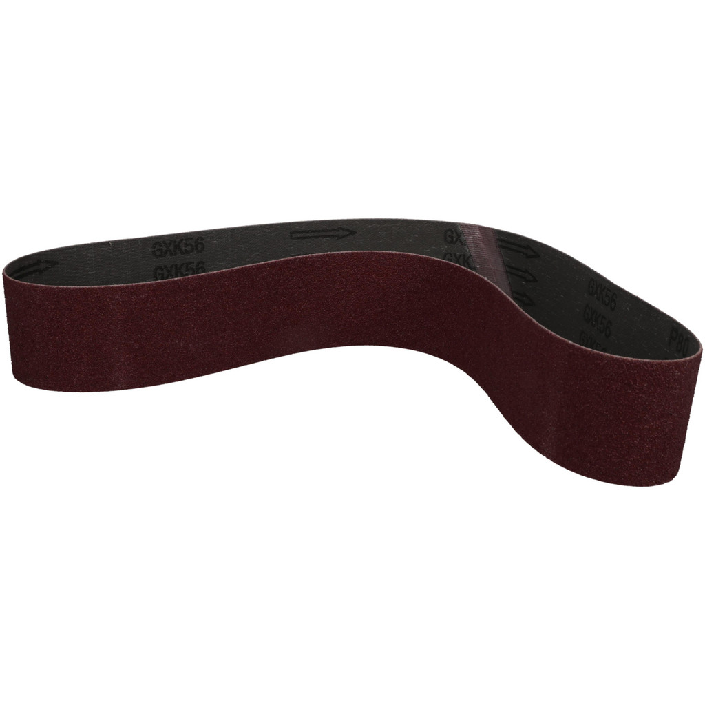Tru-Maxx Abrasive Belt: 2" Wide, 36" OAL, 80 Grit, Aluminum Oxide - Coated, Medium Grade, X Weighted, Dry | 10-Pack