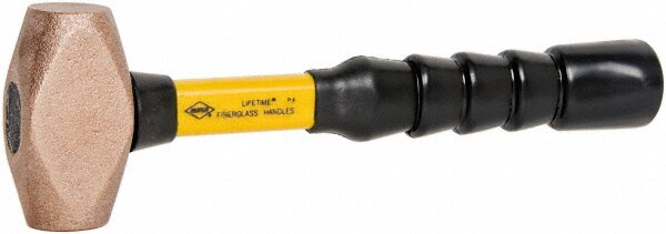 Non-Marring Hammer: 40 oz, 1-1/4" Face Dia, Brass Head