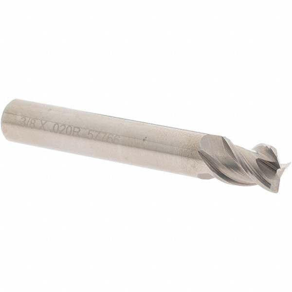 OSG 20413400 Corner Radius End Mill: 3/8" Dia, 1/2" LOC, 0.02" Radius, 3 Flutes, Solid Carbide Image