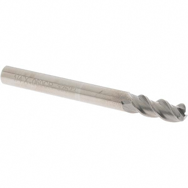 OSG 20422000 Corner Radius End Mill: 1/4" Dia, 5/8" LOC, 0.06" Radius, 3 Flutes, Solid Carbide Image