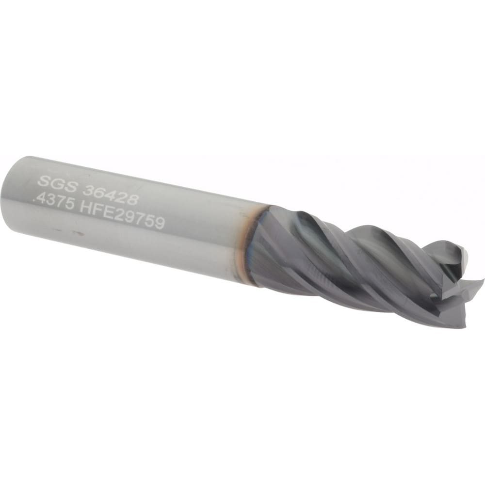 SGS 36428 Square End Mill: 7/16 Dia, 1 LOC, 7/16 Shank Dia, 2-3/4 OAL, 4 Flutes, Solid Carbide Image