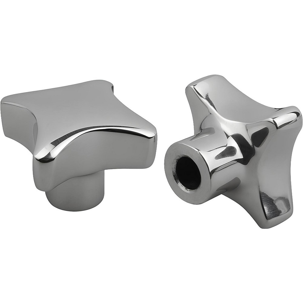4 Prong Lobed Knob: 1.57" Head Dia, 4 Points, Stainless Steel