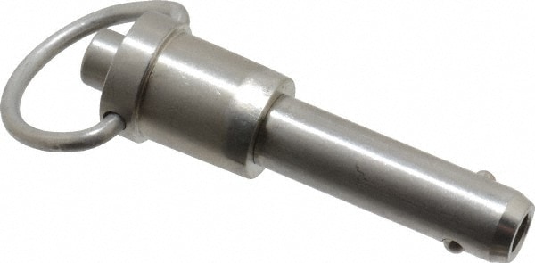 3/8" Diam, 1" Usable Length, Ring Handle, Push Button Quick Release Pin