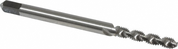 Spiral Flute Tap: M3x0.50 Metric Coarse, 2 Flutes, Bottoming, 6H Class of Fit, Vanadium High Speed Steel, Bright/Uncoated