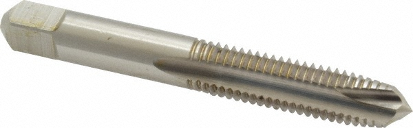 Spiral Point Tap: M10x1.5 Metric Coarse, 3 Flutes, Plug Chamfer, 6H Class of Fit, HSS, Bright/Uncoated Coated - 1.2500" Thread Length, 2.9400" OAL, Right Hand, D6, Series 5351