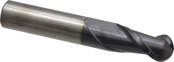 12184033 Ball End Mill: 0.5" Dia, 1" LOC, 2 Flute, Solid Carbide  