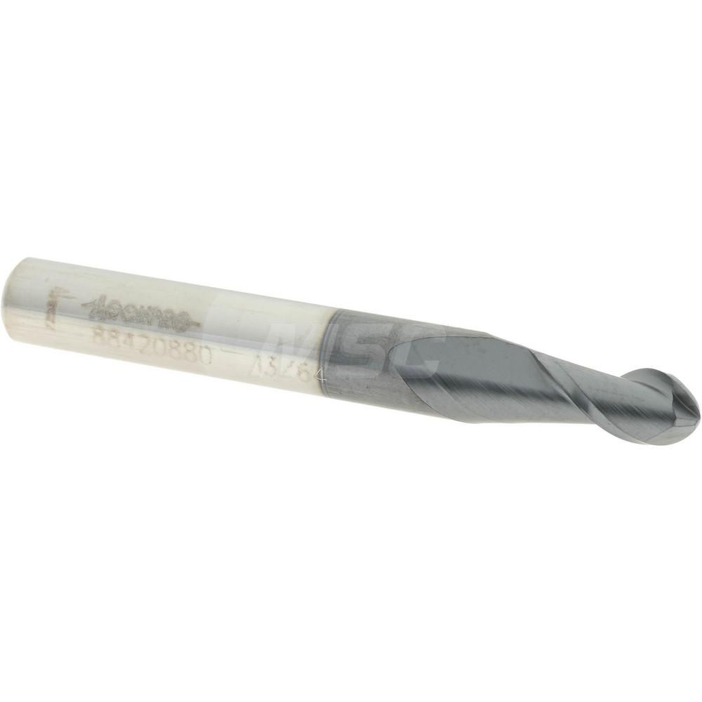 Accupro 12184117 Ball End Mill: 0.2031" Dia, 0.375" LOC, 2 Flute, Solid Carbide Image