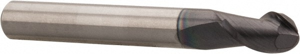 Accupro 12184129 Ball End Mill: 0.25" Dia, 0.375" LOC, 2 Flute, Solid Carbide 