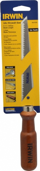 6-1/2" High Carbon Steel Blade Drywall Saw - Hardwood Handle, Round, 12-13/16" OAL