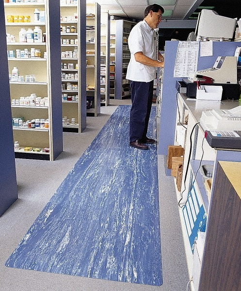 Anti-Fatigue Mat: 36" Length, 24" Wide, 1" Thick, CFR Rubber, Beveled Edge, Heavy-Duty