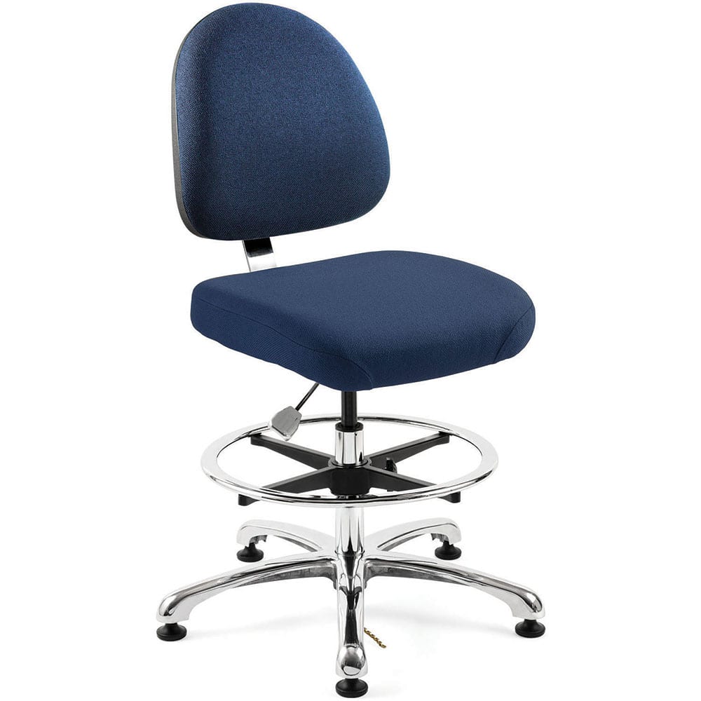 Bevco 9550M-E-F-NVY ESD Swivel Stool with Back Rest: Fabric, 20" Seat Width, 18" Seat Depth 