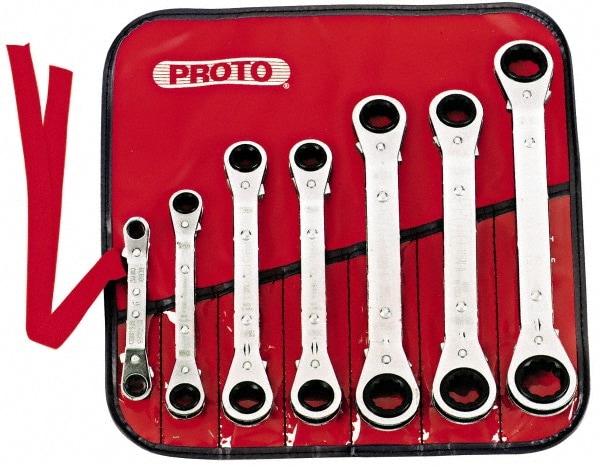 PROTO J1180MA Ratcheting Box Wrench Set: 7 Pc, Metric Image