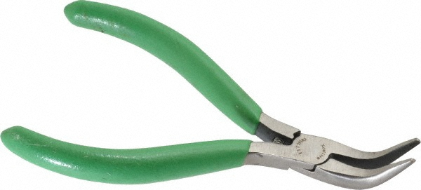Bent Nose Pliers: 5.7" OAL, 24" Jaw Length, 60 deg Jaw Bend - Smooth Jaw, Cushion Grip Handle, ESD Safe
