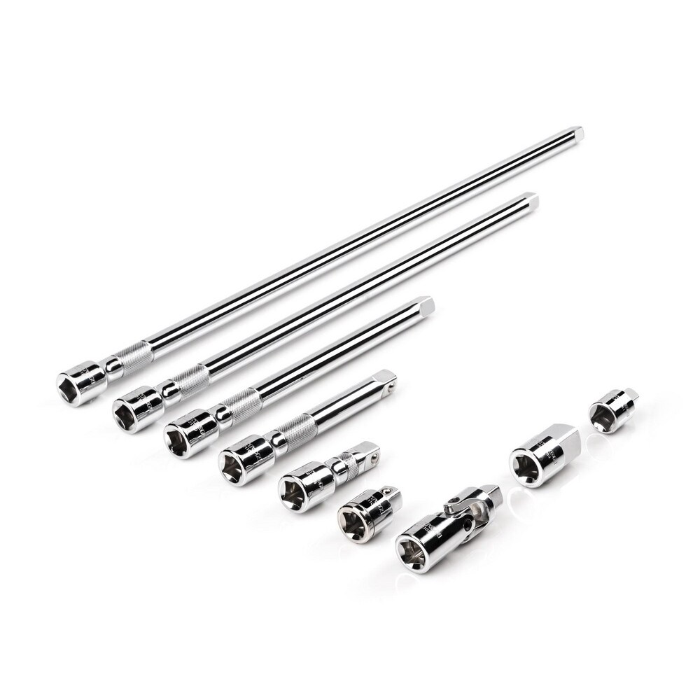 Socket Adapter & Universal Sets; Type: Universal & Socket Adapter Set ; Universal Size (Inch): 1/2 in ; Adapter Size (Inch): 1/2 in ; Finish: Polished; Chrome-Plated ; Drive Size: 0.5in ; Number Of Pieces: 9