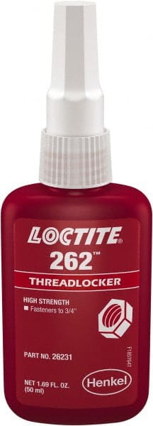 LOCTITE 135374 Threadlocker: Red, Liquid, 50 mL, Bottle 