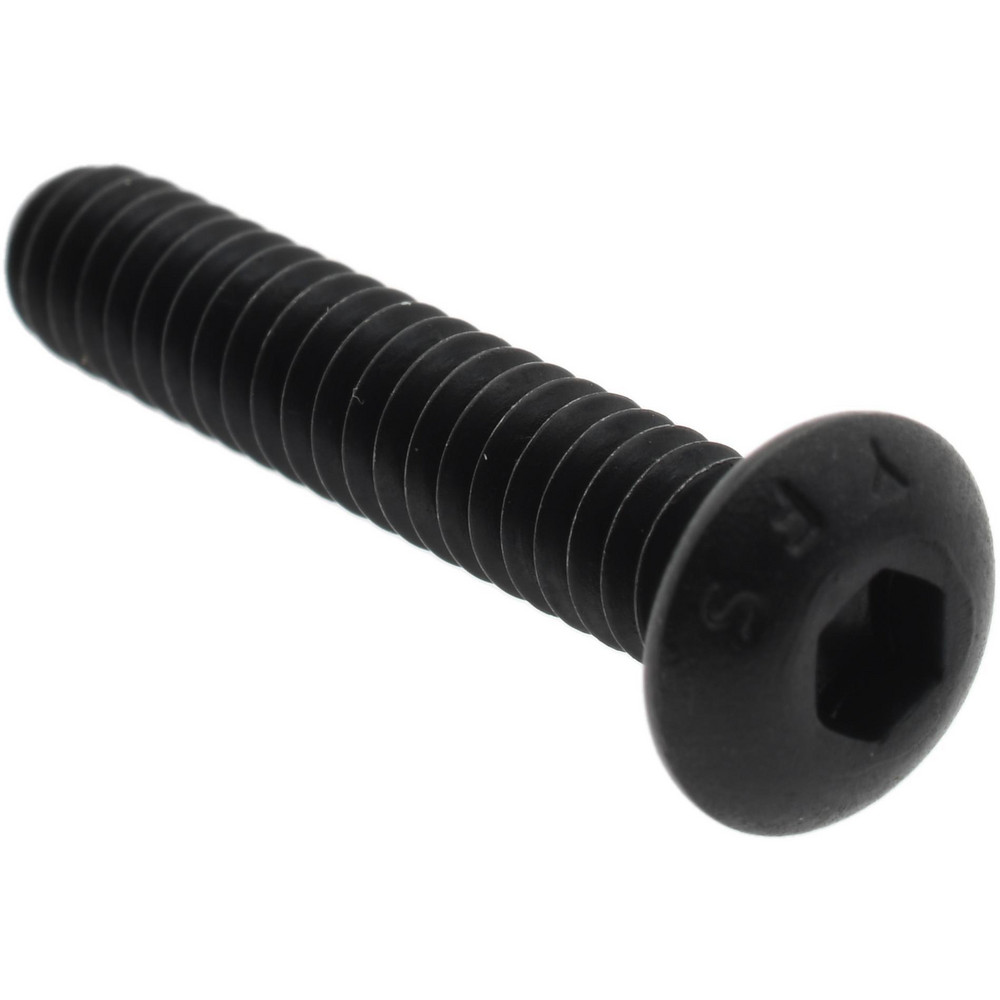 Button Socket Cap Screw: #10-24, 1" Length Under Head, Alloy Steel, Black Oxide - 1/8" Drive, Hex Socket Drive, ANSI/ASME B18.3