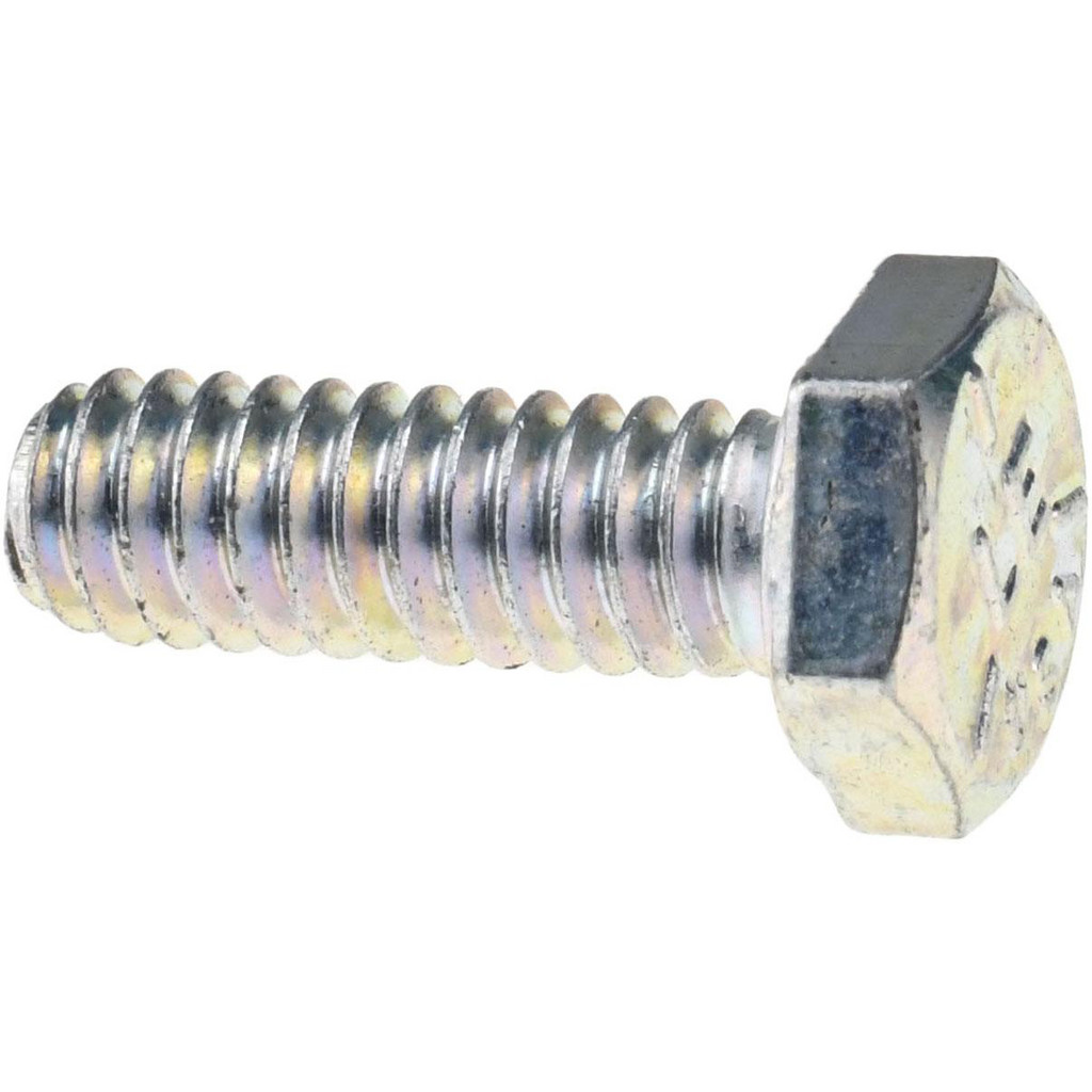 Made in North America | Value Collection Hex Head Cap Screw: 1/4-20, 3/4" Length Under Head, Grade 5 Steel, Zinc Finish - Partially Threaded, 7/16"