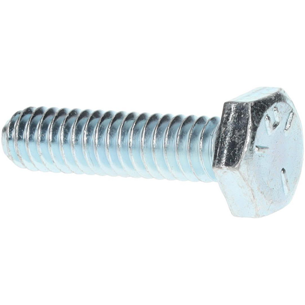 Made in North America | Value Collection Hex Head Cap Screw: 1/4-20, 1" Length Under Head, Grade 5 Steel, Zinc Finish - Partially Threaded, 7/16" Hex