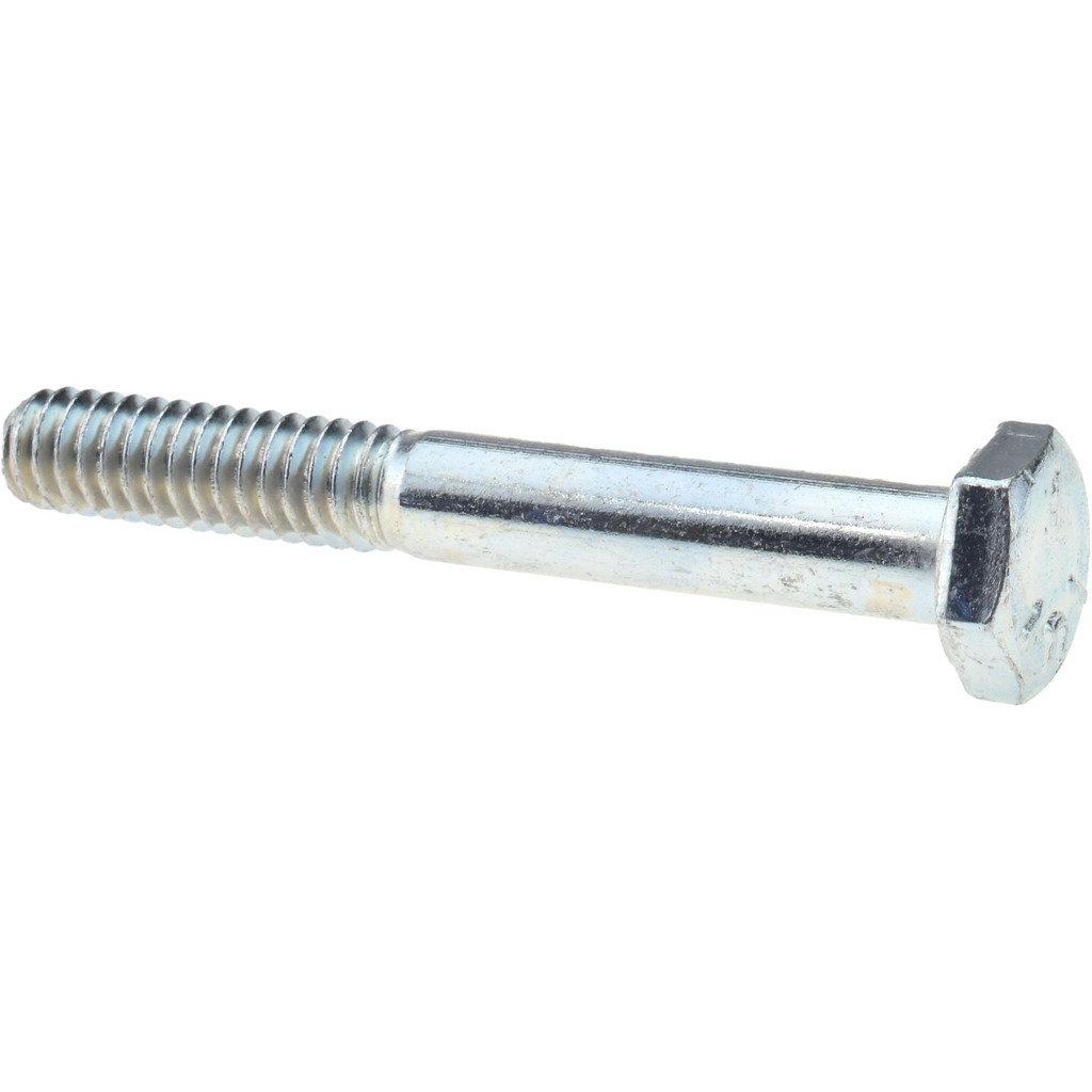 Made in North America | Value Collection Hex Head Cap Screw: 1/4-20, 2" Length Under Head, Grade 5 Steel, Zinc Finish - Partially Threaded, 7/16" Hex