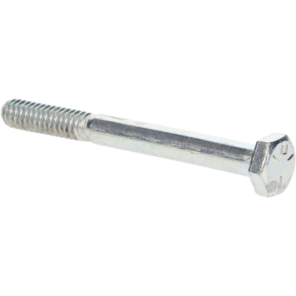 Made in North America | Value Collection Hex Head Cap Screw: 1/4-20, 2-1/2" Length Under Head, Grade 5 Steel, Zinc Finish - Partially Threaded, 7/16"