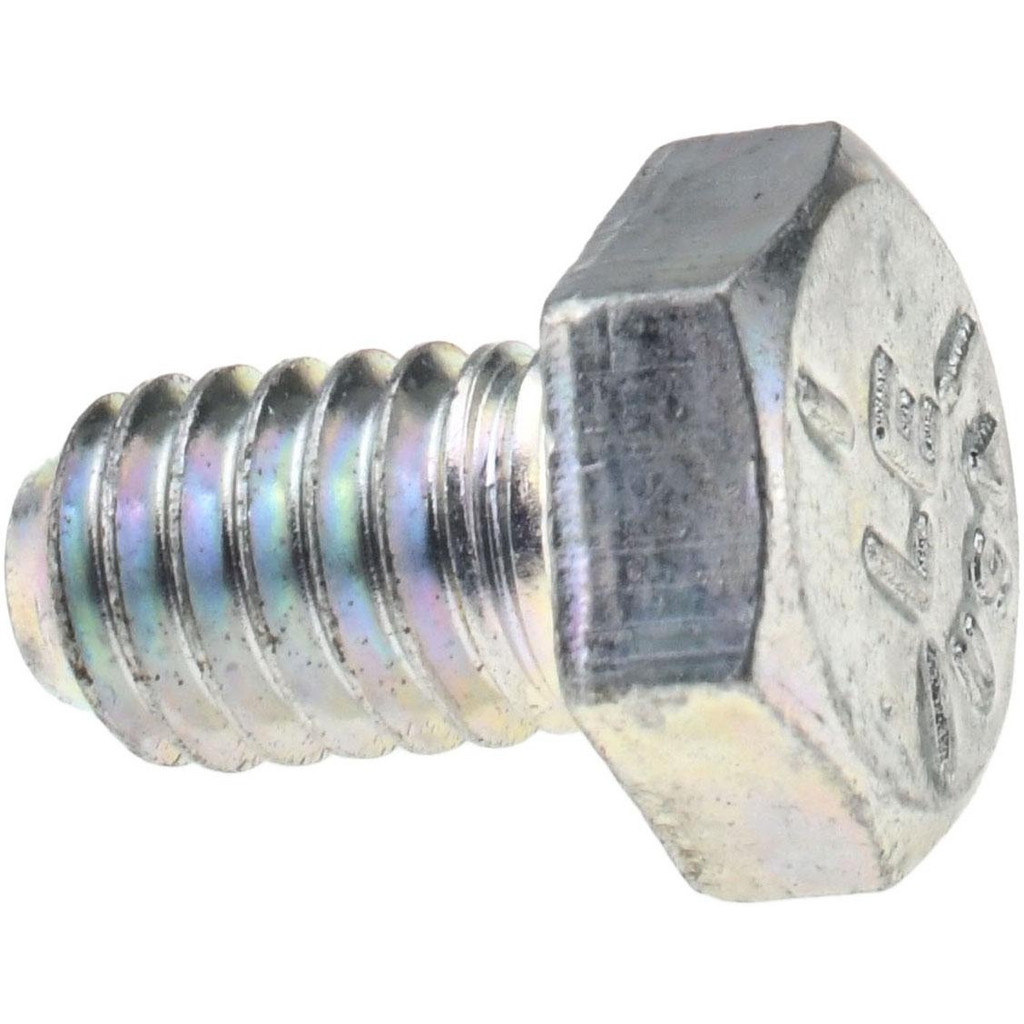 Made in North America | Value Collection Hex Head Cap Screw: 5/16-18, 1/2" Length Under Head, Grade 5 Steel, Zinc Finish - Fully Threaded, 1/2" Hex