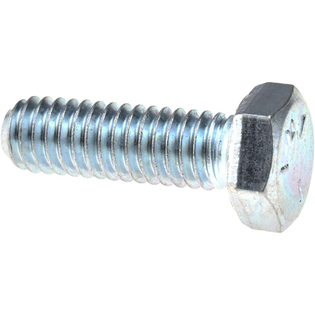 Made in North America | Value Collection Hex Head Cap Screw: 5/16-18, 1" Length Under Head, Grade 5 Steel, Zinc Finish - Fully Threaded, 1/2" Hex