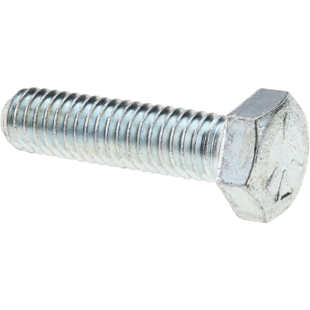 Made in North America | Value Collection Hex Head Cap Screw: 5/16-18, 1-1/4" Length Under Head, Grade 5 Steel, Zinc Finish - Fully Threaded, 1/2" Hex
