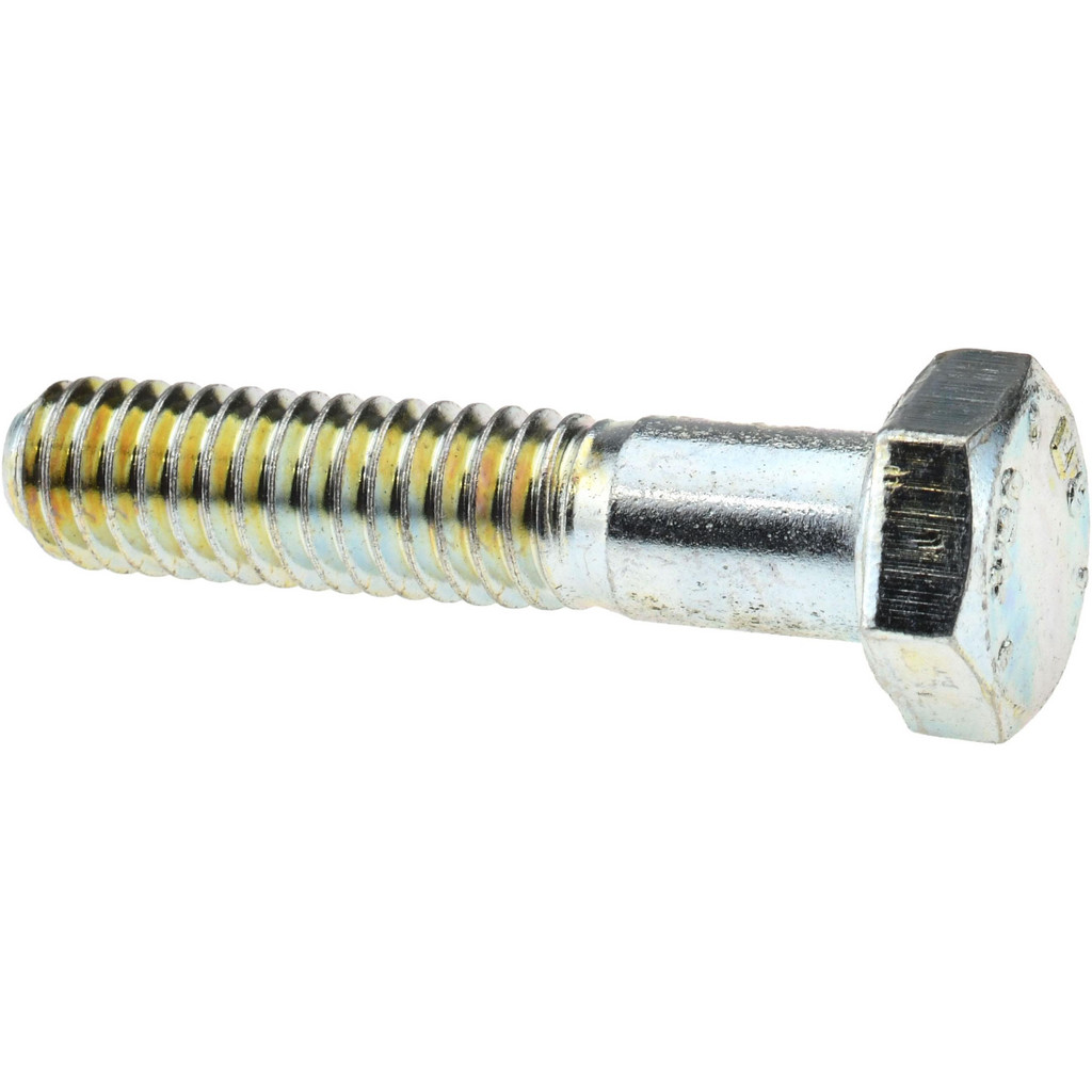 Made in North America | Value Collection Hex Head Cap Screw: 5/16-18, 1-1/2" Length Under Head, Grade 5 Steel, Zinc Finish - Partially Threaded, 1/2"