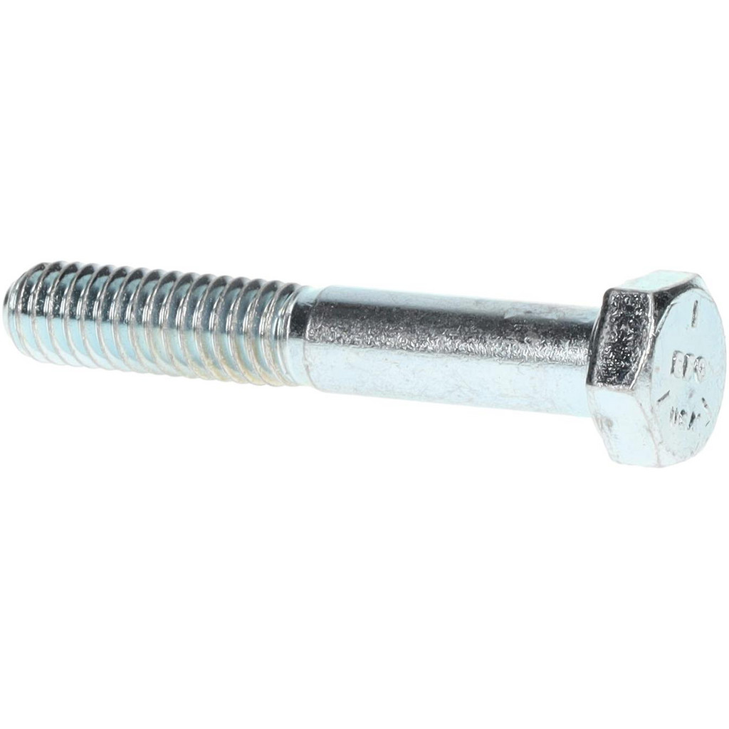Made in North America | Value Collection Hex Head Cap Screw: 5/16-18, 2" Length Under Head, Grade 5 Steel, Zinc Finish - Partially Threaded, 1/2" Hex