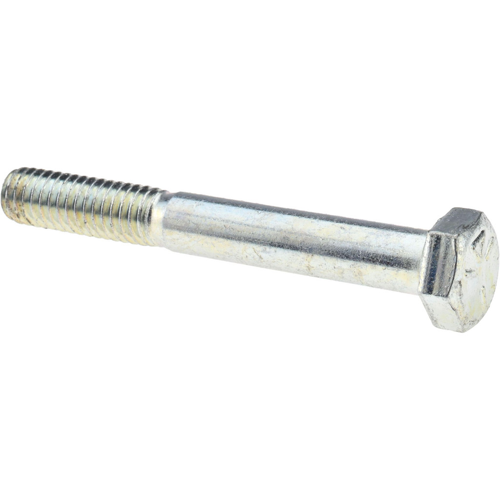 Made in North America | Value Collection Hex Head Cap Screw: 5/16-18, 2-1/2" Length Under Head, Grade 5 Steel, Zinc Finish - Partially Threaded, 1/2"