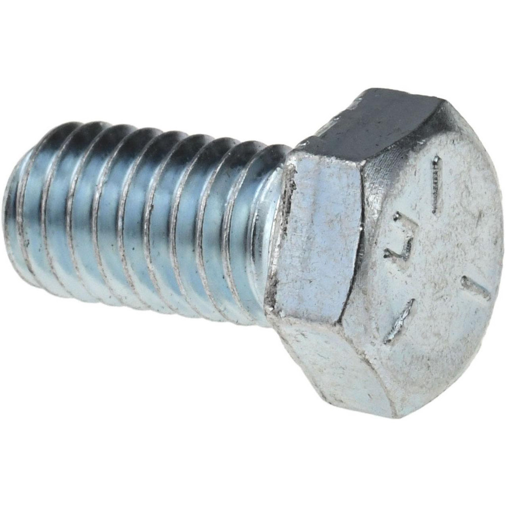 Made in North America | Value Collection Hex Head Cap Screw: 3/8-16, 3/4" Length Under Head, Grade 5 Steel, Zinc Finish - Fully Threaded, 9/16" Hex