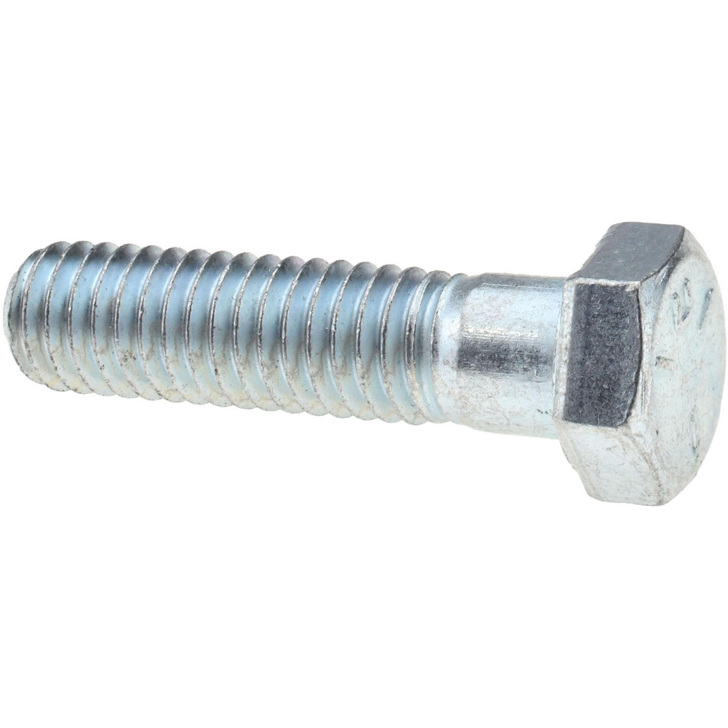 Made in North America | Value Collection Hex Head Cap Screw: 3/8-16, 1-1/2" Length Under Head, Grade 5 Steel, Zinc Finish - Partially Threaded, 9/16"