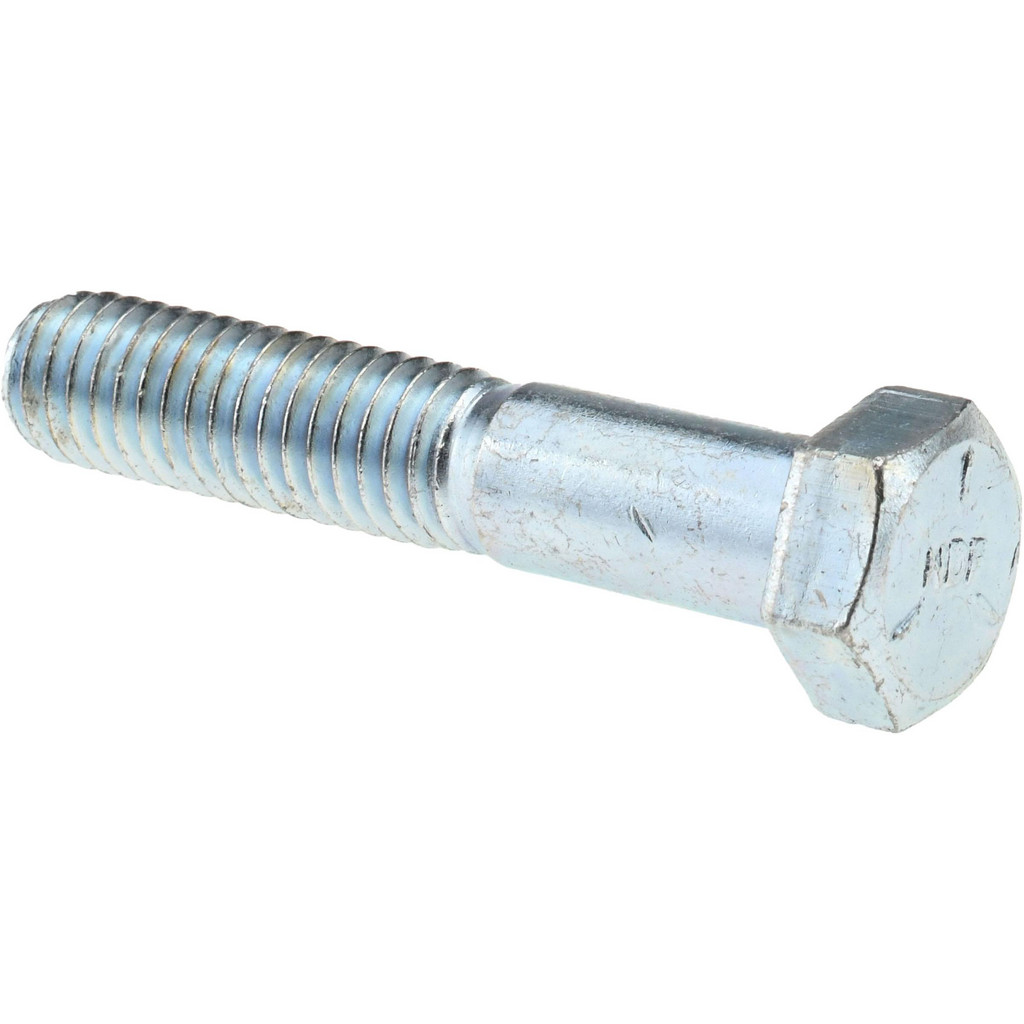 Made in North America | Value Collection Hex Head Cap Screw: 3/8-16, 2" Length Under Head, Grade 5 Steel, Zinc Finish - Partially Threaded, 9/16" Hex