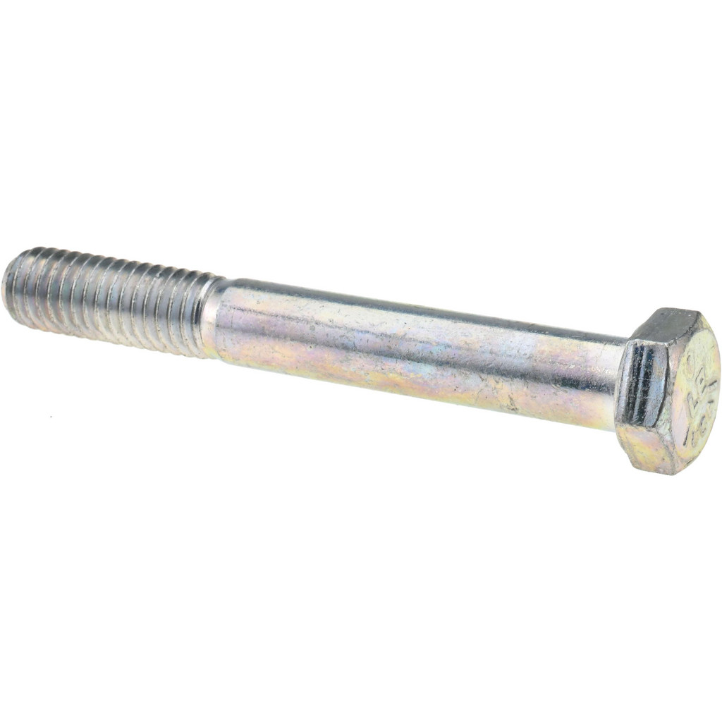 Made in North America | Value Collection Hex Head Cap Screw: 3/8-16, 3" Length Under Head, Grade 5 Steel, Zinc Finish - Partially Threaded, 9/16" Hex