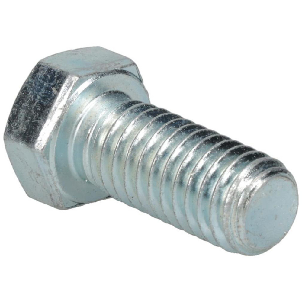 Made in North America | Value Collection Hex Head Cap Screw: 7/16-14, 1" Length Under Head, Grade 5 Steel, Zinc Finish - Fully Threaded, 5/8" Hex