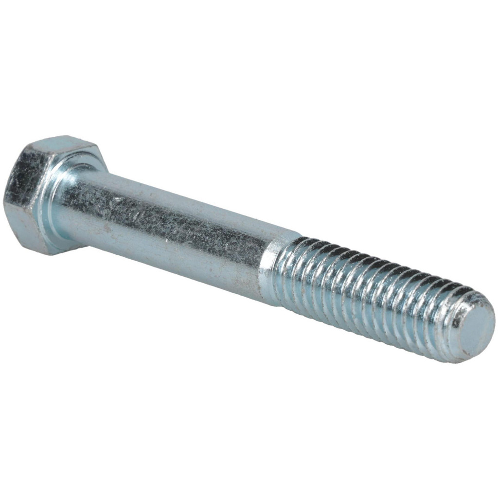 Made in North America | Value Collection Hex Head Cap Screw: 7/16-14, 3" Length Under Head, Grade 5 Steel, Zinc Finish - Partially Threaded, 5/8" Hex