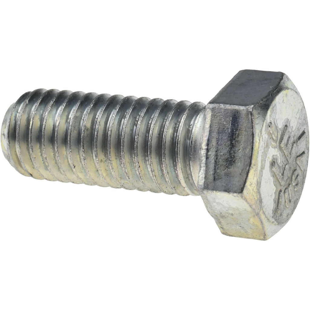 Made in North America | Value Collection Hex Head Cap Screw: 1/2-13, 1-1/4" Length Under Head, Grade 5 Steel, Zinc Finish - Fully Threaded, 3/4" Hex