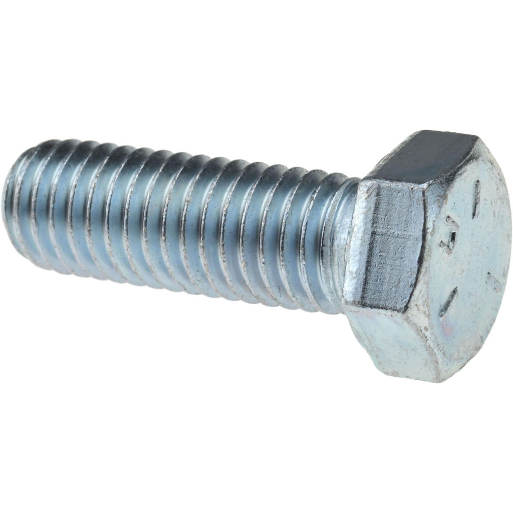 Made in North America | Value Collection Hex Head Cap Screw: 1/2-13, 1-1/2" Length Under Head, Grade 5 Steel, Zinc Finish - Fully Threaded, 3/4" Hex