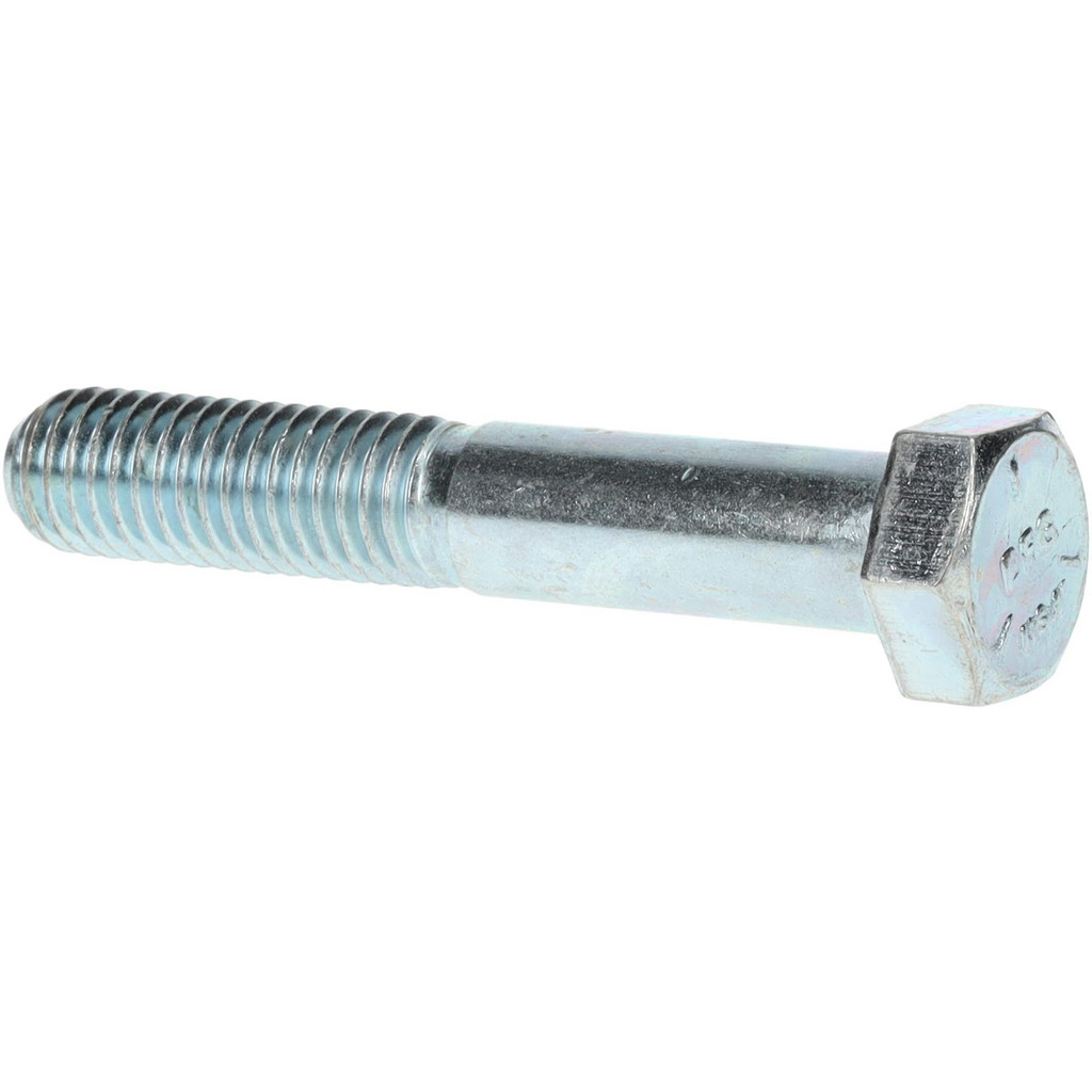 Made in North America | Value Collection Hex Head Cap Screw: 1/2-13, 3" Length Under Head, Grade 5 Steel, Zinc Finish - Partially Threaded, 3/4" Hex