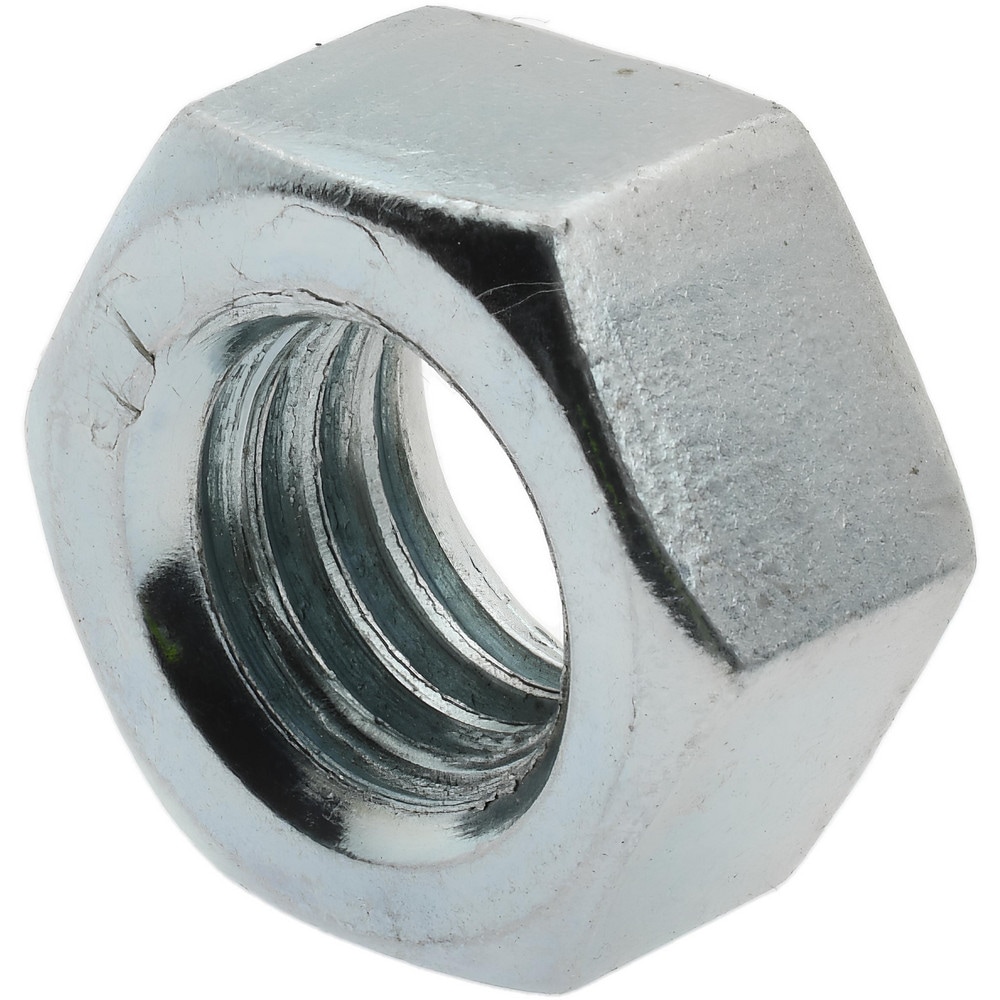 Hex Nut: 7/16-14, Grade 5 Steel, Zinc-Plated