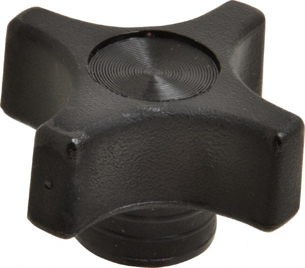 Lobed Knob: 1-3/4" Head Dia, 4 Points, Thermoplastic Elastomer, Black