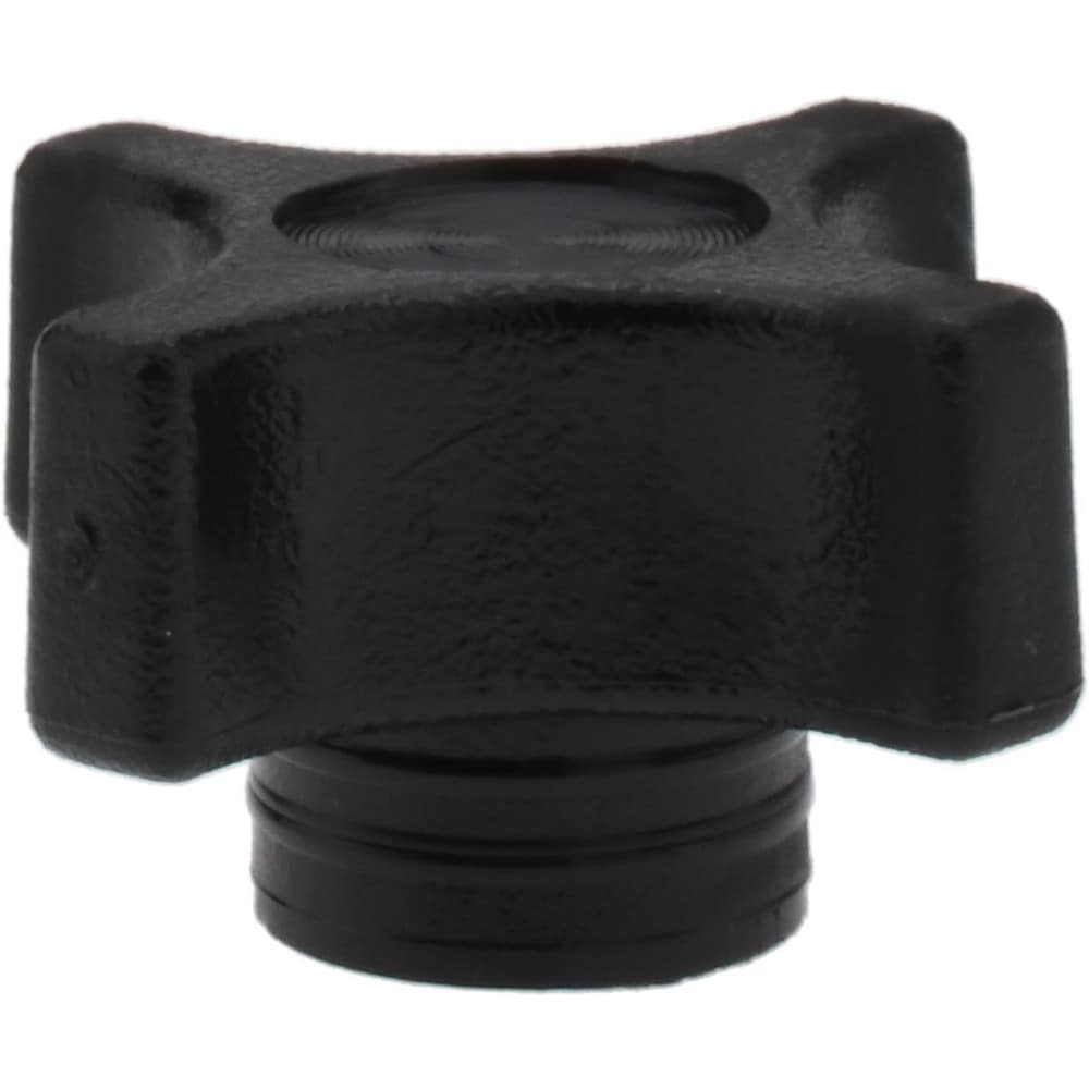 Lobed Knob: 1-3/4" Head Dia, 4 Points, Thermoplastic Elastomer, Black