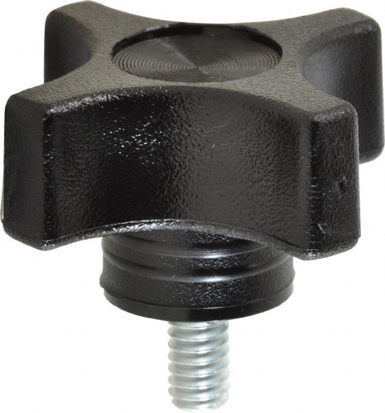 Lobed Knob: 1-3/4" Head Dia, 4 Points, Thermoplastic Elastomer, Black