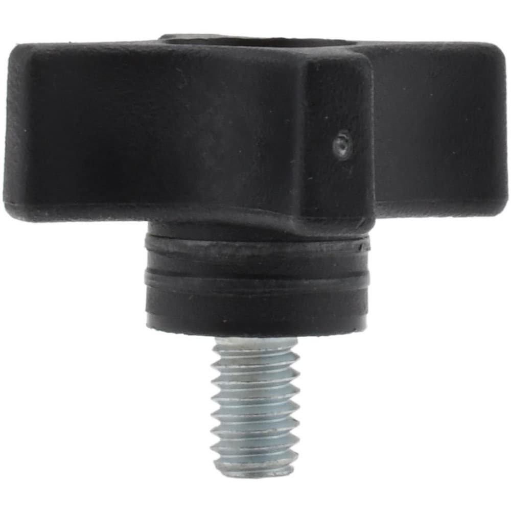 Lobed Knob: 1-3/4" Head Dia, 4 Points, Thermoplastic Elastomer, Black