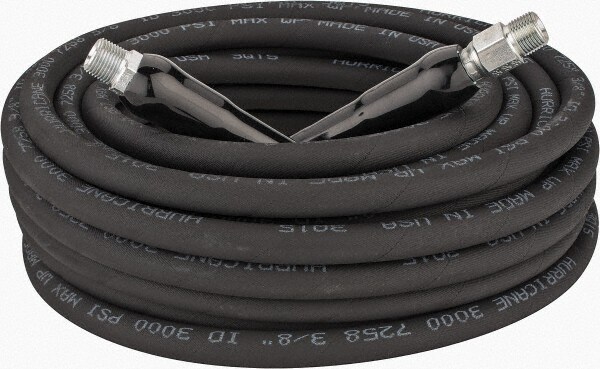 50' Long, 3/8" Fitting, Male Rigid x Male Swivel Fitting, -40 to 250°F, Neoprene High Temp & High Pressure Hose