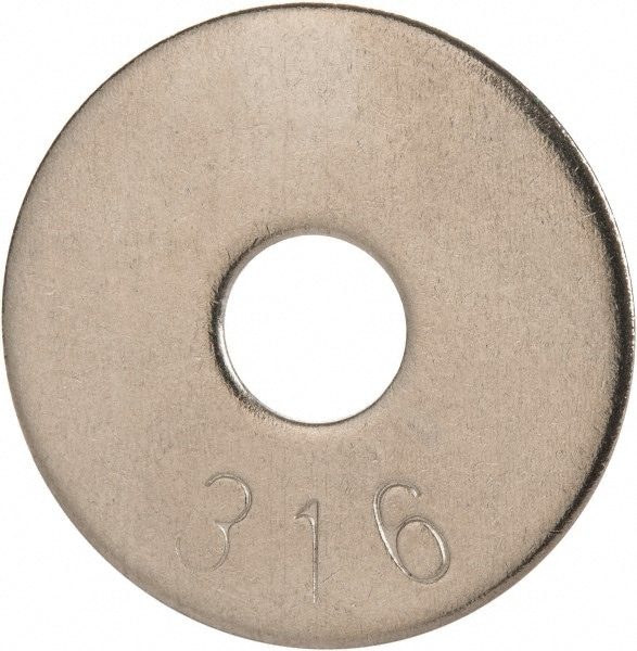 Value Collection MSC-88615703 1/4" Screw Fender Flat Washer: Grade 316 Stainless Steel, Plain Finish Image